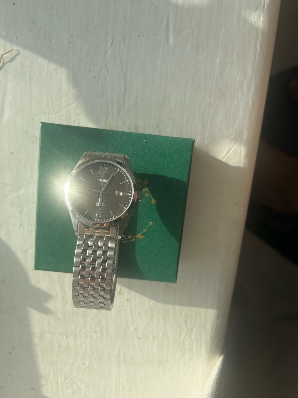 Timex Silver Bracelet Watch with Black Dial